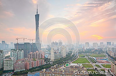 Guangzhou Pearl River and Canton TV Tower Editorial Stock Photo