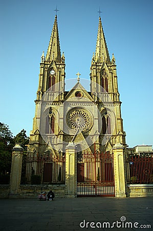 Guangzhou Shishi Sacred Heart Cathedral Stock Photo