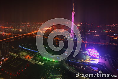 Guangzhou Skyline at Night Editorial Stock Photo