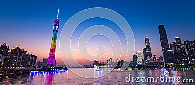 Guangzhou Tower or Canton tower, formally Guangzhou TV Astronomical and Sightseeing Tower Editorial Stock Photo