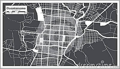 Guantanamo Cuba City Map in Retro Style. Outline Map Stock Photo