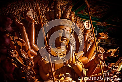 Guanyin buddha statue with thousand hands in Thailand Stock Photo
