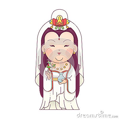 Guanyin Goddess of Mercy Vector Illustration