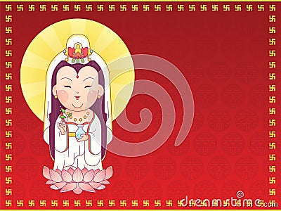 Guanyin Goddess of Mercy Vector Illustration