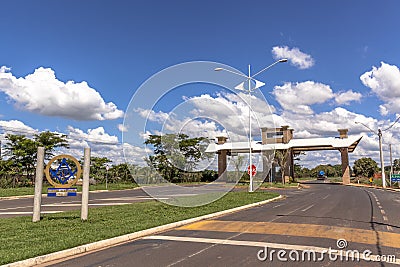 Tourist portal at the entrance to the municipality of Guaraci Editorial Stock Photo