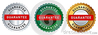 guarantee gold green and silver seal label badge sign satisfaction quality best certified Vector Illustration