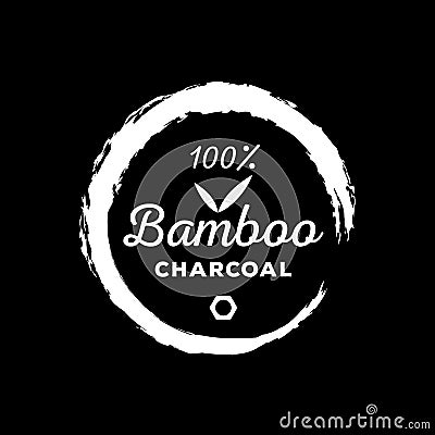 guarantee logo one hundred bamboo charcoal with round brush stroke Vector Illustration