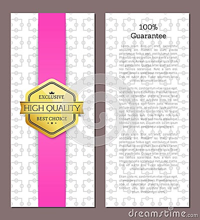 100 Guarantee Luxury Choice Best Award Gold Offer Vector Illustration