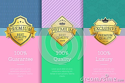 100 Guarantee Quality Luxury Set of Poster Labels Vector Illustration