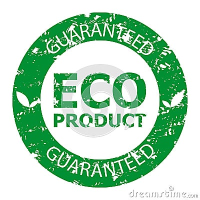 Guaranteed eco product rubber stamp green Vector Illustration