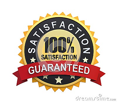 Guaranteed Label with Gold Badge Sign Stock Photo