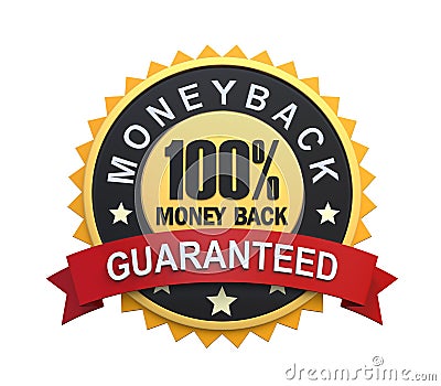 Guaranteed Label with Gold Badge Sign Stock Photo