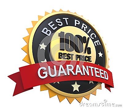 Guaranteed Label with Gold Badge Sign Stock Photo