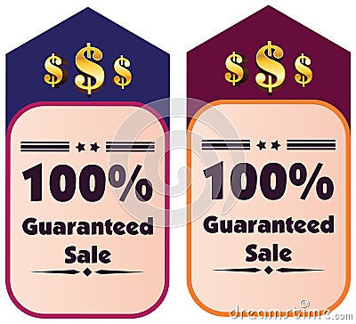 100% guaranteed sale label or badge. Vector Illustration