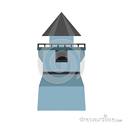 Guard building front view vector icon. Kingdom protection military flat watching tower Vector Illustration