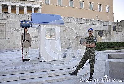 Athens, september 9th: Guard of the Parliament House from Athens in Greece Editorial Stock Photo