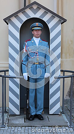 Guard at Prague Castle Editorial Stock Photo