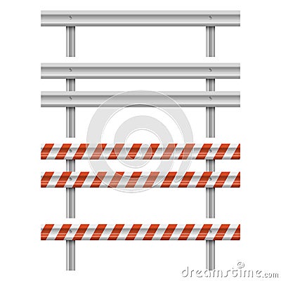 Guard rail road fence steel barrier. Metallic road barrier fence. Vector illustration Vector Illustration