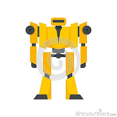 Guard robot transformer icon flat isolated vector Vector Illustration