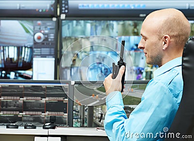 Guard of security video surveillance Stock Photo