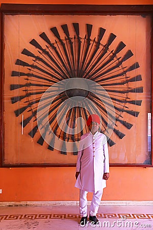 Guard standing at Diwan-i-Khas - Hall of Private Audience Editorial Stock Photo