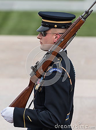 Guard at the Tomb of the Unknowns, Arlington National Cemetery Editorial Stock Photo