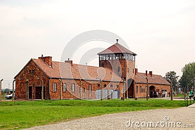 Guard tower at Auschwitz 2 - Birkenau Editorial Stock Photo