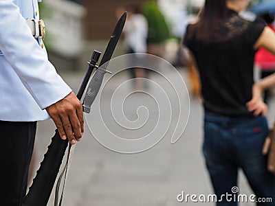 Guard with weapon Stock Photo