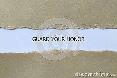 guard your honor on white paper Stock Photo