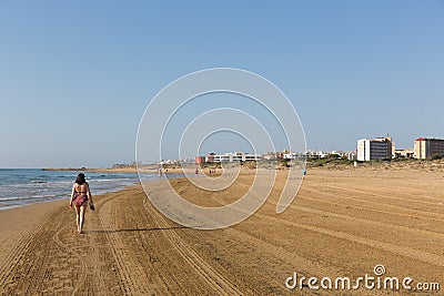 Guardamar del Segura view to Torre la Mata on beautiful beach on Costa Blanca Editorial Stock Photo