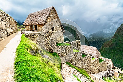 Guardhouses in Machu Picchu, Sacred Valley, Peru Stock Photo
