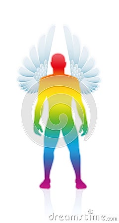 Guardian Angel Male Guardian Spirit Rainbow Aura Vector Illustration