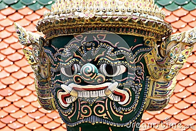 Guardian demon in Grand palace in Bangkok Thailand Stock Photo