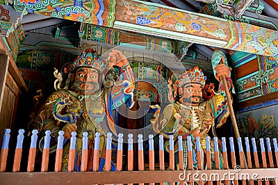 Guardian Demons at the Gates of Buddhist teple Stock Photo