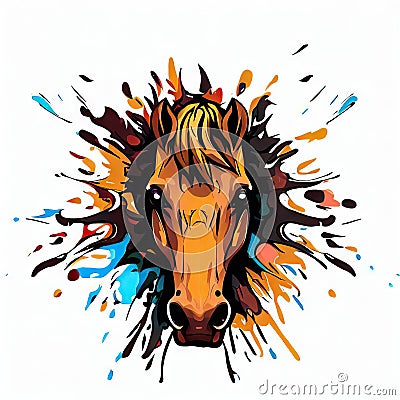 Guardian of Dreams: Horse Face Vector Art on White,Generative AI Stock Photo