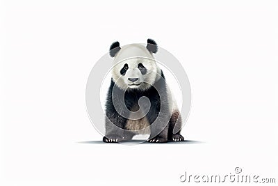 Guardian of Nature: The Majestic Panda against a White Canvas Stock Photo