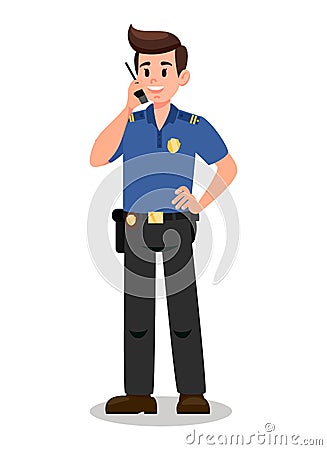 Guardian with Radio Transmitter Cartoon Character Vector Illustration