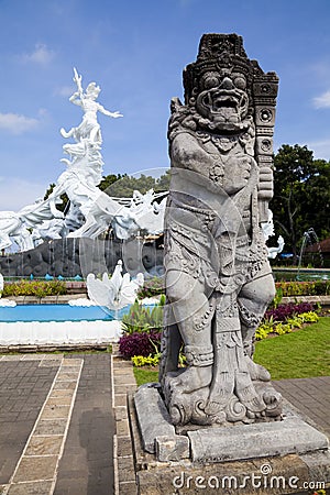 Guardian at Satria Gatotkaca Statue, Bali Stock Photo