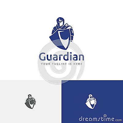 Guardian Shield Knight Spartan Soldier Warrior Armour War Logo Vector Illustration