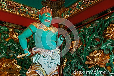 A Guardian at Yashamon Gate at Taiyuinbyo Shrine Stock Photo