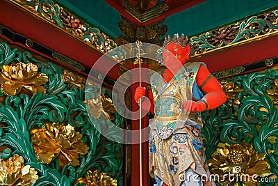 A Guardian at Yashamon Gate at Taiyuinbyo Shrine Stock Photo