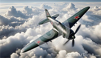 Guardians of the Skies: WW II Fighters Watching Over Us Stock Photo