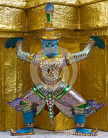 Guardians Surrounding Temple in Bangkok - Wat Pho, Thailand Stock Photo