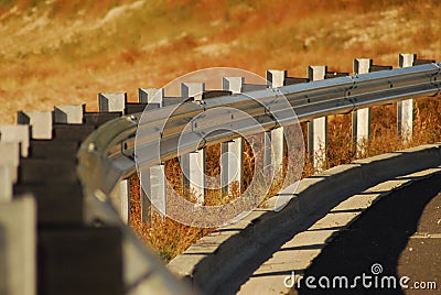 Guardrail in fall Stock Photo