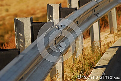 Guardrail in fall Stock Photo