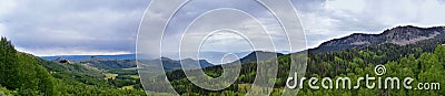 Guardsman Pass views of Panoramic Landscape of the Pass, Midway and Heber Valley along the Wasatch Front Rocky Mountains, Summer F Stock Photo