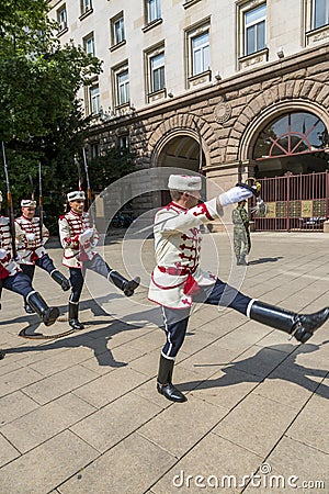Guardsmen at the entrance to the residence of the President of Bulgaria Editorial Stock Photo