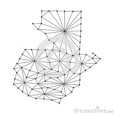 Guatemala map of polygonal mosaic lines network, rays, dots illustration. Cartoon Illustration