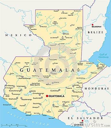 Guatemala Political Map Vector Illustration