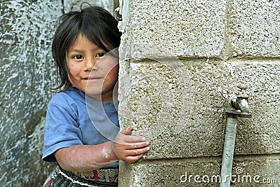 Portrait of Guatemalan Indian girl with happy face Editorial Stock Photo